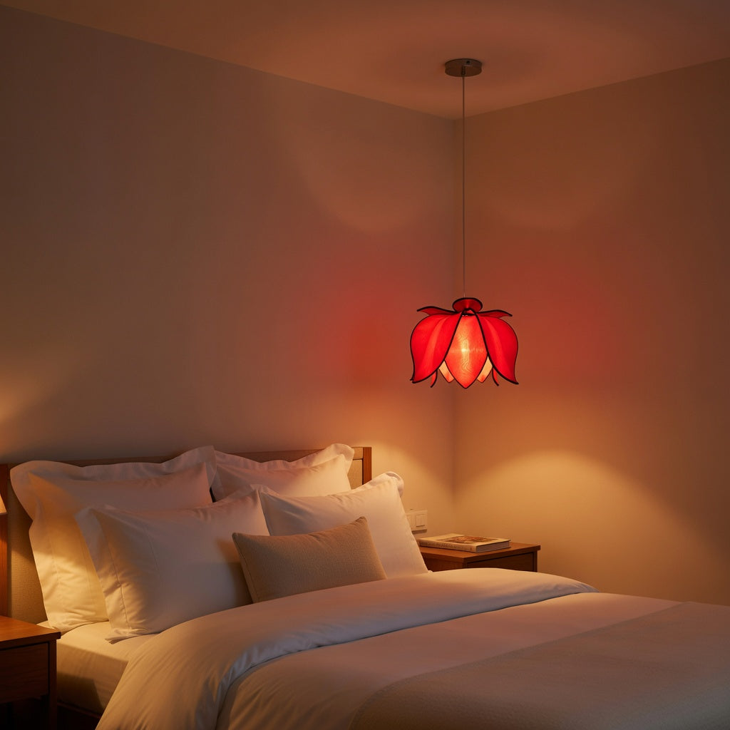 Hanging Blooming Lotus Lamp - Red