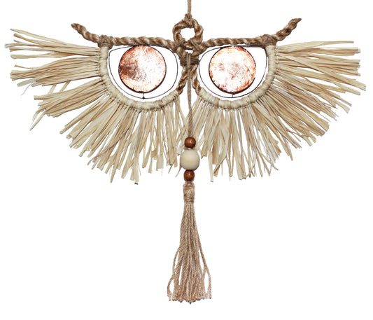 Owl - Raffia and Capiz Wall Decor