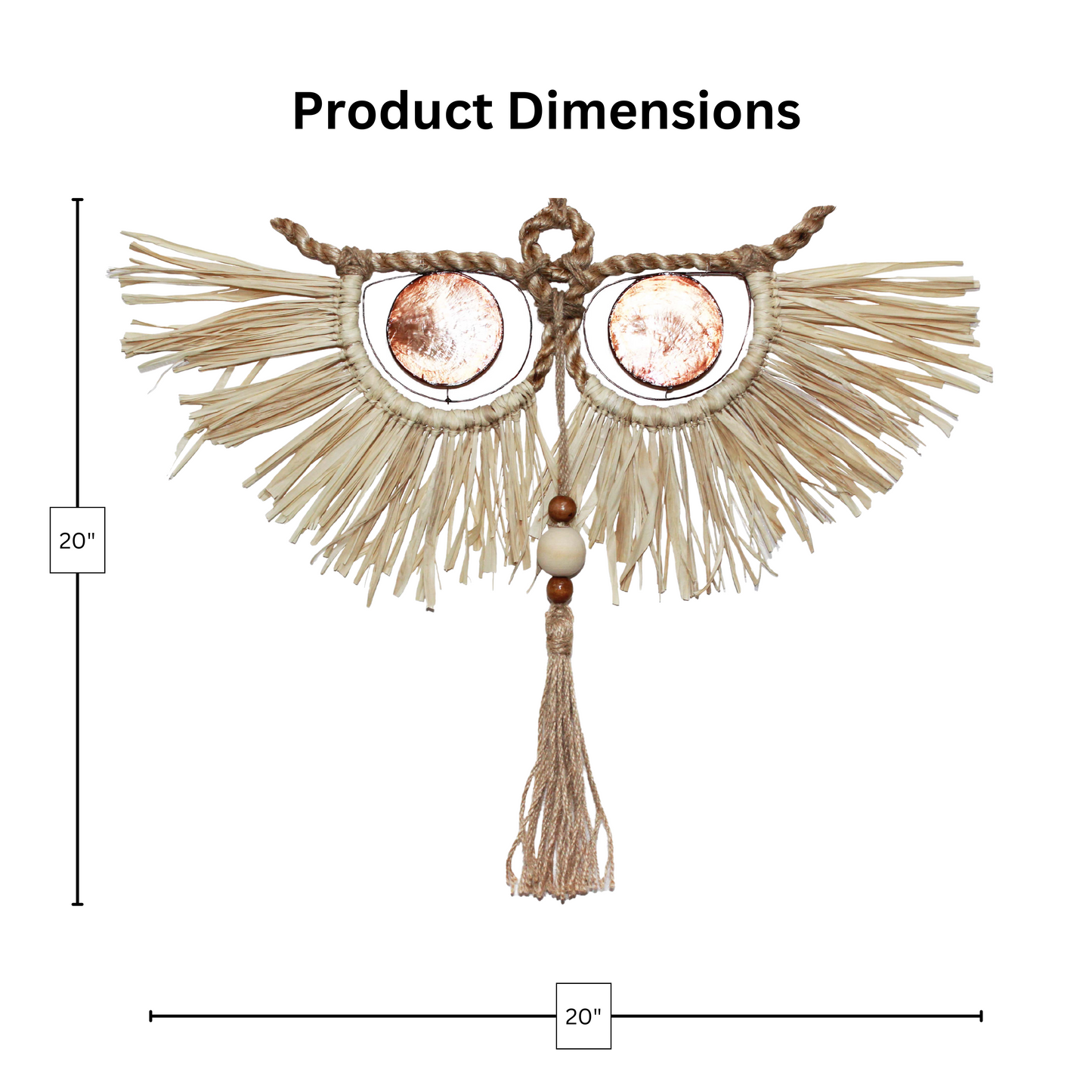 Owl - Raffia and Capiz Wall Decor
