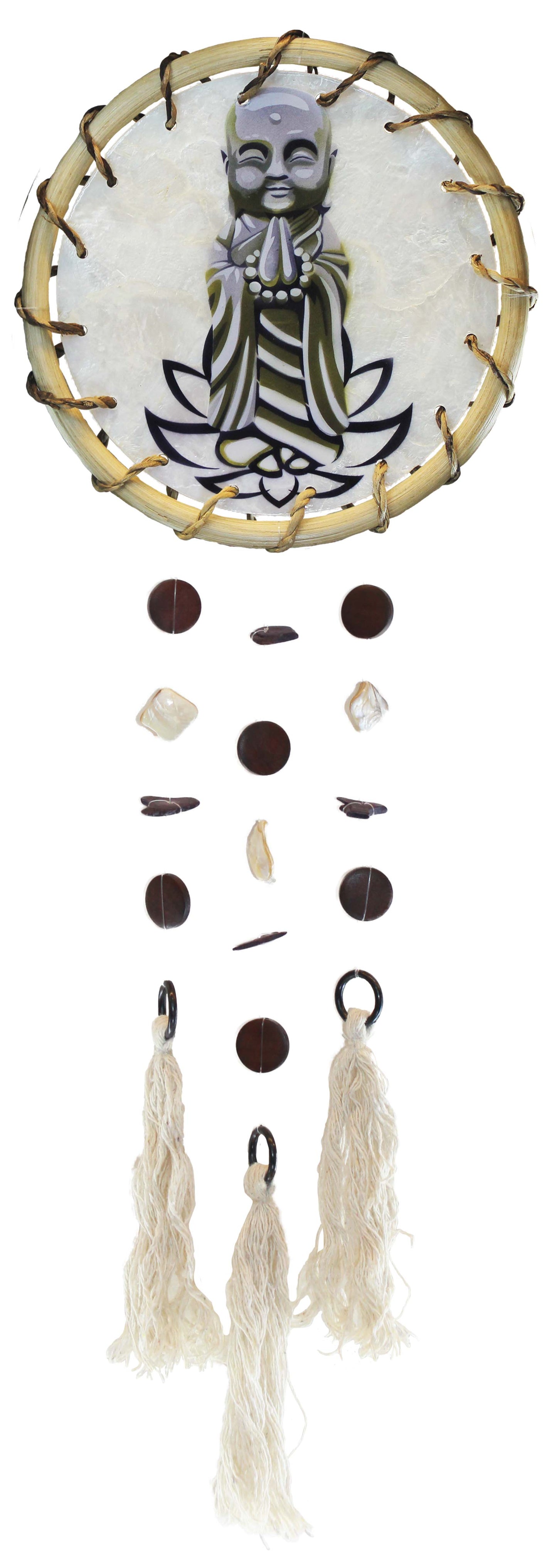 Namaste Jizo - Rattan Ring Capiz Chimes