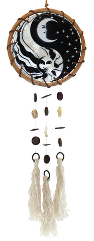 Yin Yang Sun and Moon - Rattan Ring Capiz Chimes