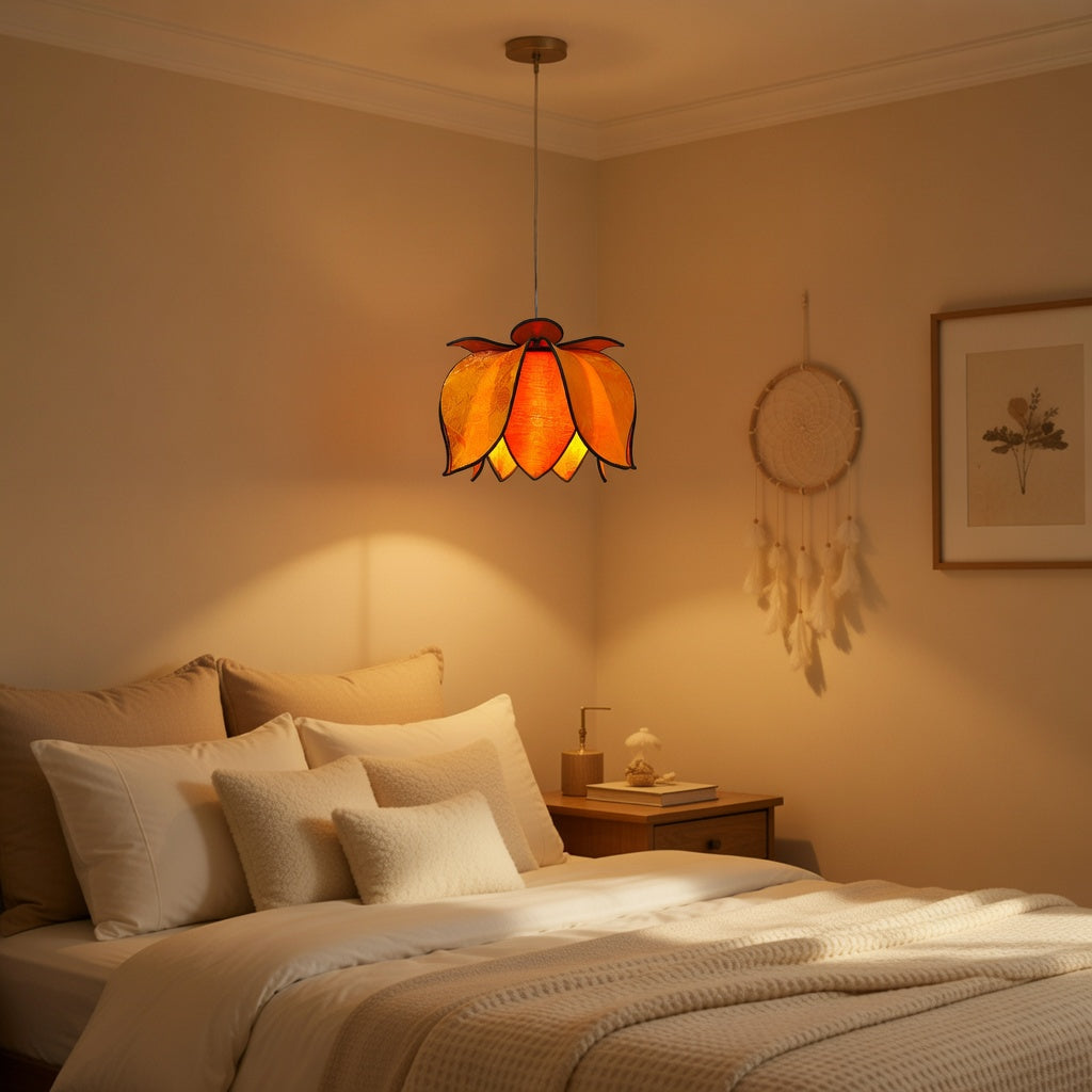 Hanging Blooming Lotus Lamp - Gold