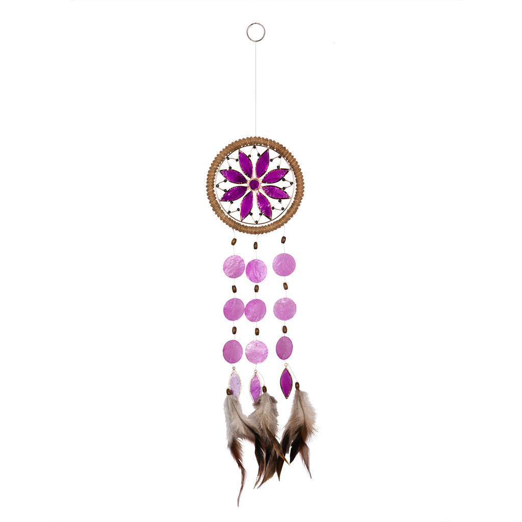 Capiz Chakra Flower Dreamcatcher Chime - Crown Violet
