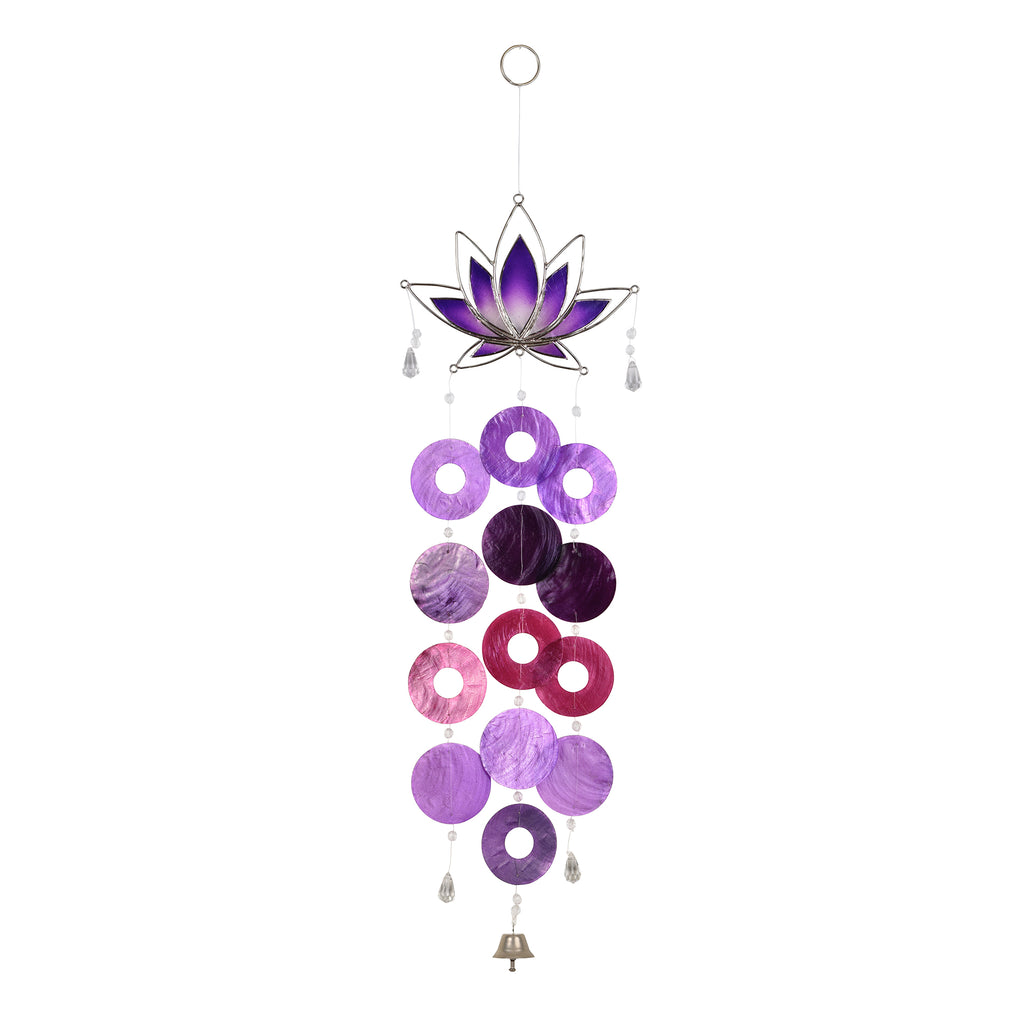 Capiz Lotus Chime - Purple