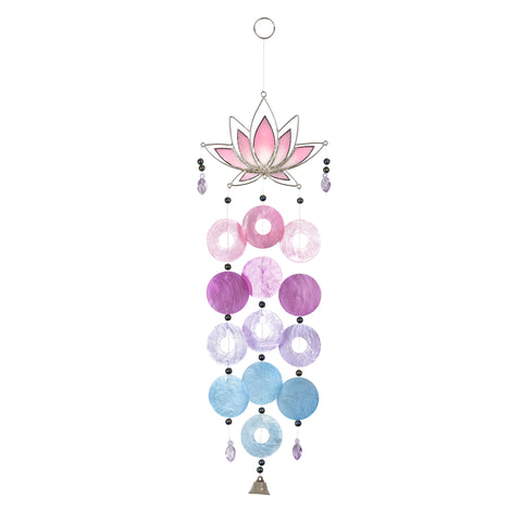 Capiz Lotus Chime - Blue / Pink