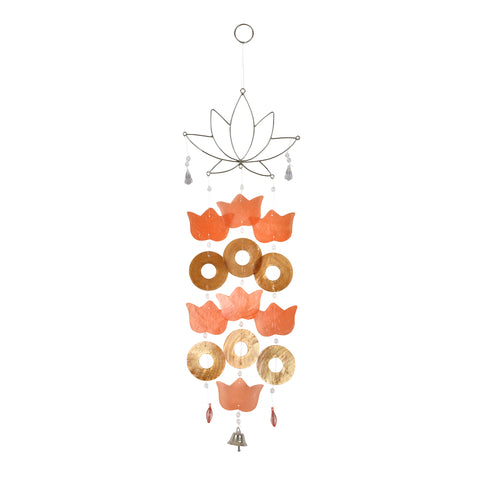 Capiz Lotus Wire Chime - Orange