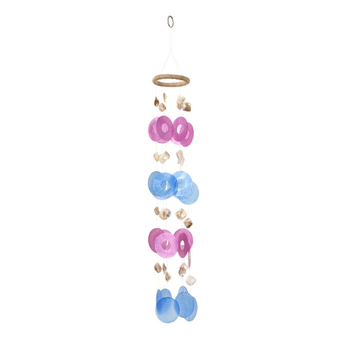 Capiz Chime Round - Pink / Blue