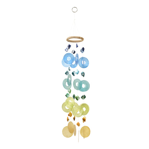 Capiz Chime Round - Blue / Green