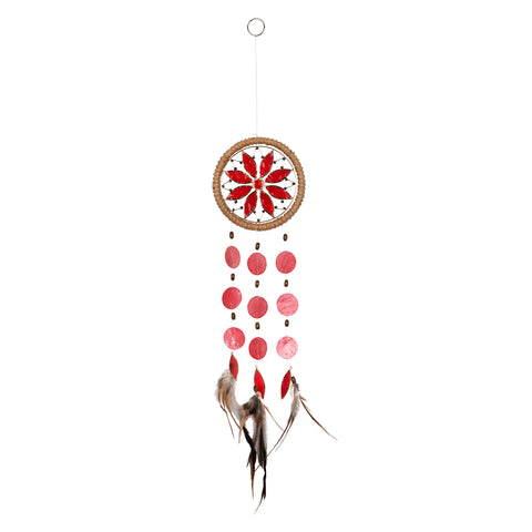 Capiz Chakra Flower Dreamcatcher Chime - Root Red