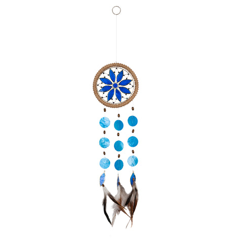 Capiz Chakra Flower Dreamcatcher Chime - Third Eye Indigo