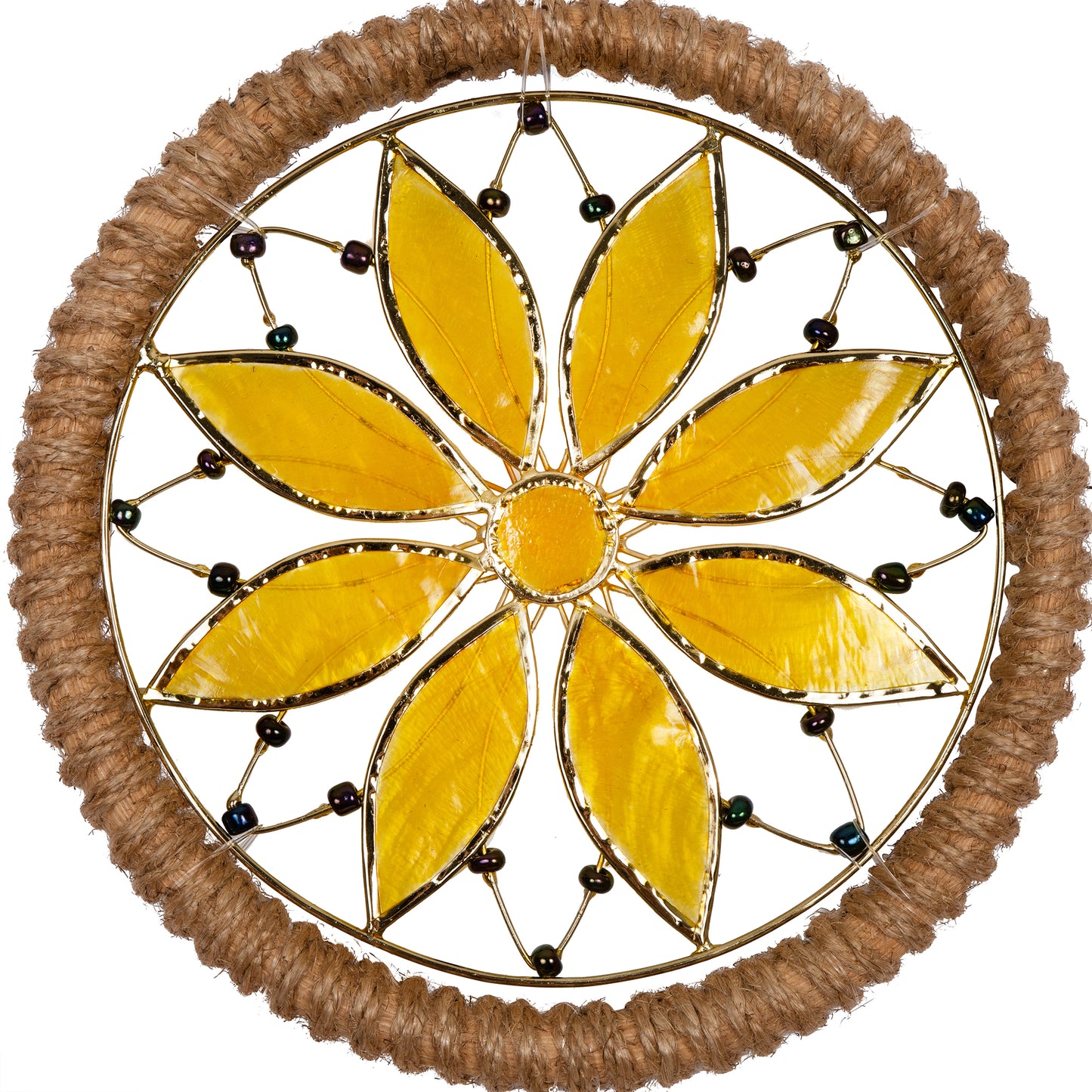 Capiz Chakra Flower Dreamcatcher Chime - Solar Plexus Yellow