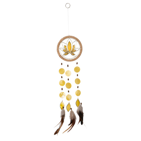 Capiz Lotus Chakra Dreamcatcher Chime - Solar Plexus Yellow