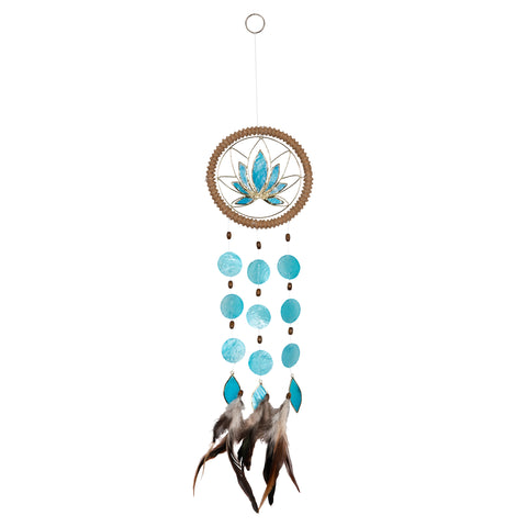 Capiz Lotus Chakra Dreamcatcher Chime - Throat Blue