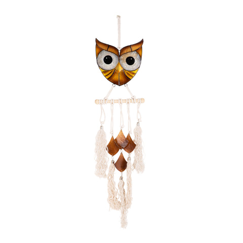 Capiz with Wood Rod Macramé - Owl