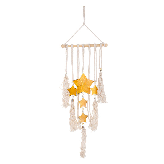Capiz with Wood Rod Macramé- Stars