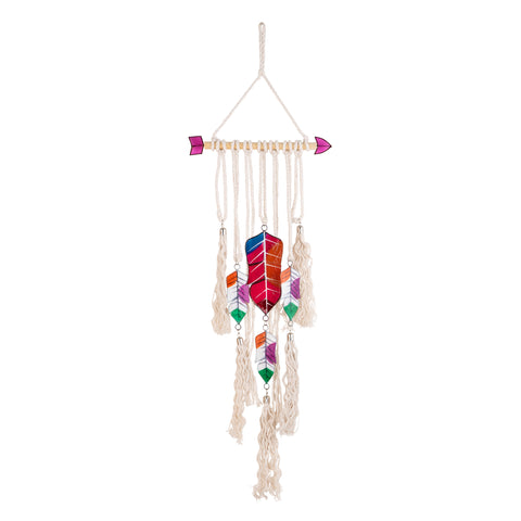 Capiz with Wood Rod Macramé - Feather & Arrow